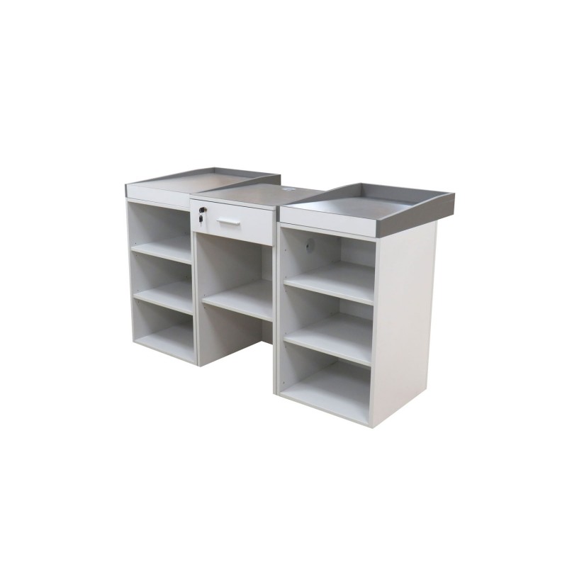 Meuble de caisse bois/inox, Longueur 1500 mm