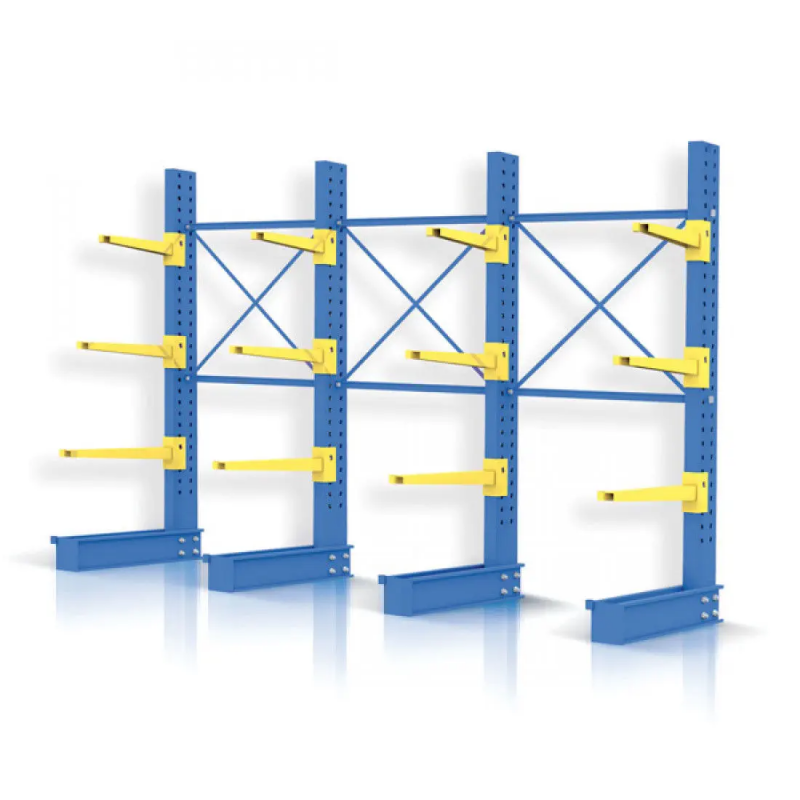 Cantilever simple face, Longueur 4.7 ML, Hauteur 4000 mm, 3 Niveaux + Base, Entraxe 1500 mm, Charge de 350 Kg/Bras L.1250 mm