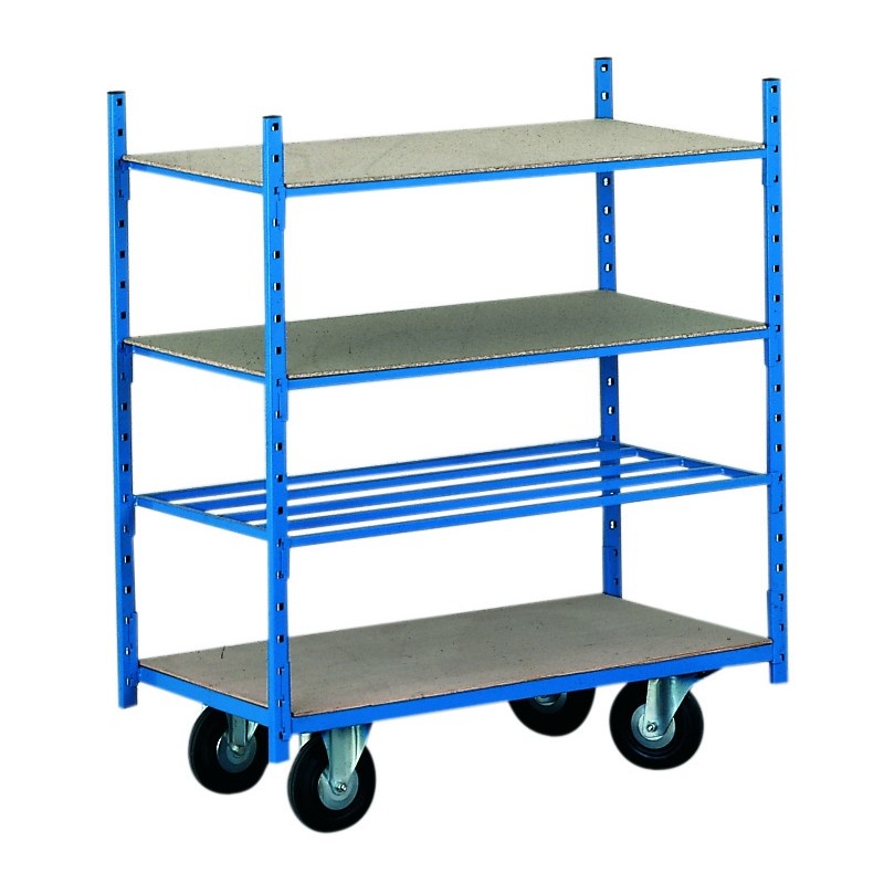 Rayonnage mi lourd mobile, L.1210 mm, l.600 mm, H.1500 mm, Charge 100 kg/niveau