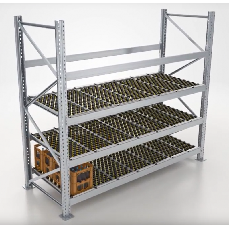 Rayonnage Dynamique pour cartons, stockage gravitaire FIFO et LIFO