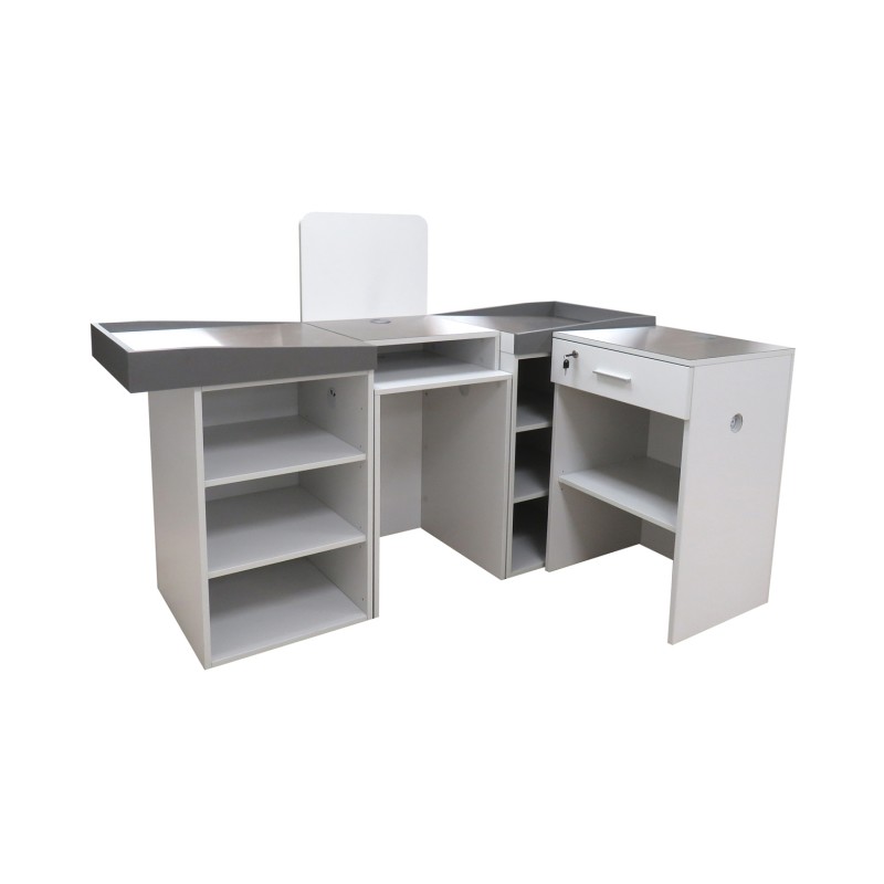 Meuble de caisse bois/inox, Longueur 2000 mm