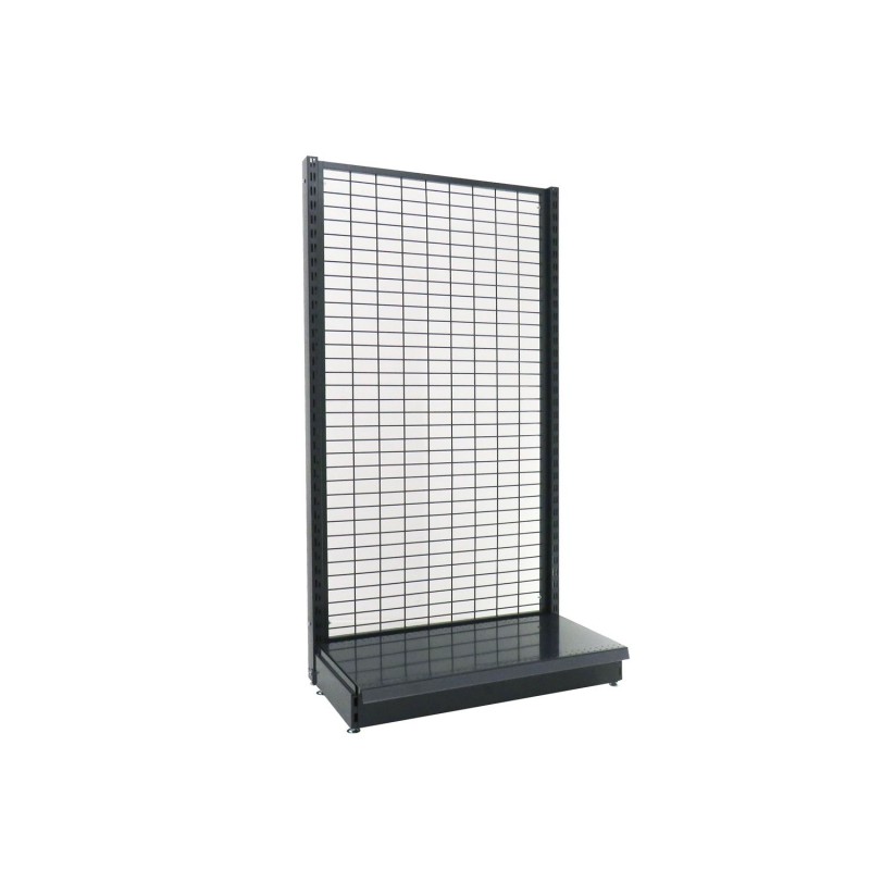 Gondole Murale avec Base, Longueur 1000 mm, Profondeur 400 ou 500 mm, Fond Grille, couleur Gris Anthracite RAL 7016